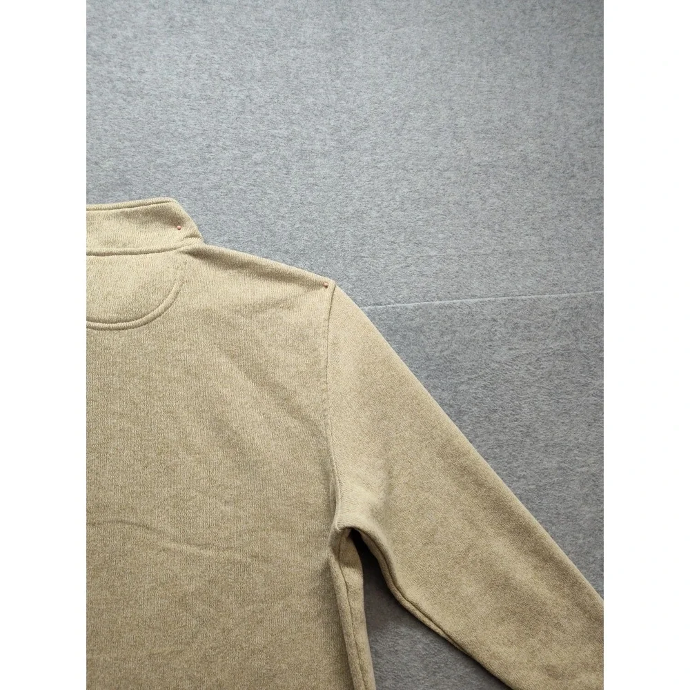 IZOD Men‎ Sweater L Tan Heather Therma Soft Fleece 1/4 Zip High Neck Pullover